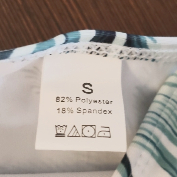 Zafuaz 3 Piece Bikini & Sleeved Cover Up Set White with Blue & Green Palm Tree S - Picture 8 of 13